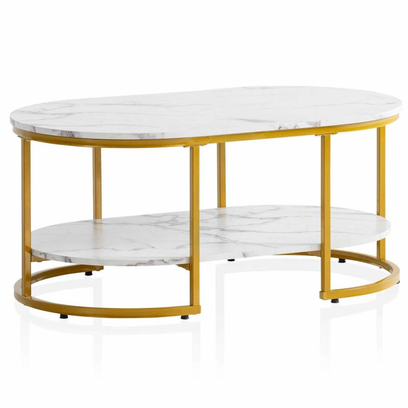 Couchtisch 100x60x45 cm Weiß mit Marmor Optik von Wohnling