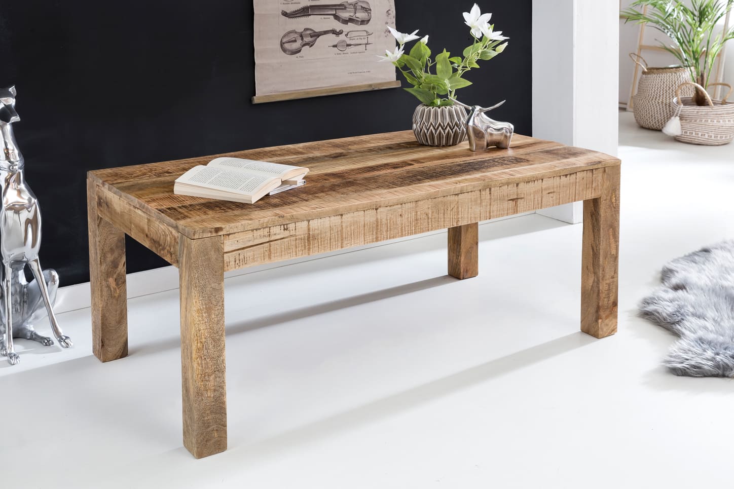 Couchtisch 110 x 60 x 47 cm Massiv-Holz Mango Natur Couchtisch 110 x 60 x 47 cm Massiv-Holz Mango Natur von Wohnling
