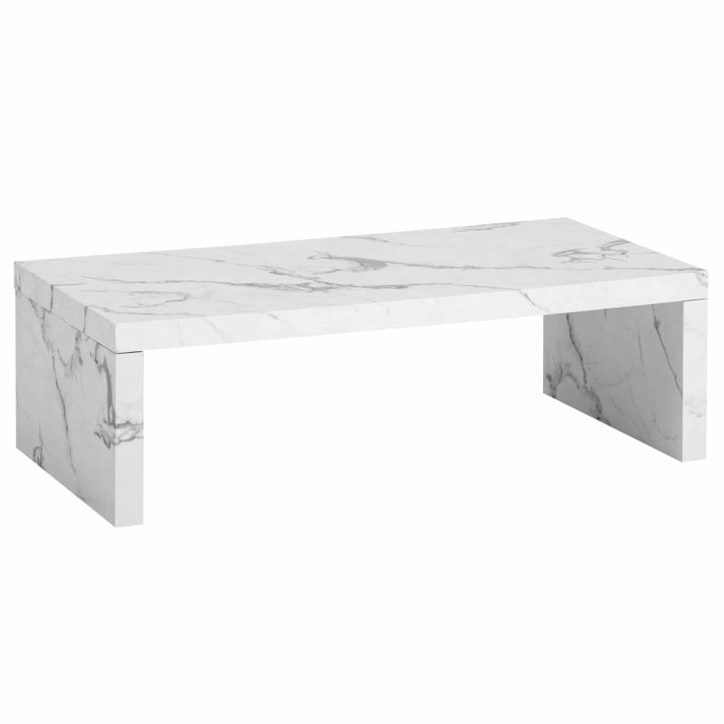 Couchtisch 110x55x35 cm Weiß Sofatisch in Marmor-Optik Zeitlos von Wohnling