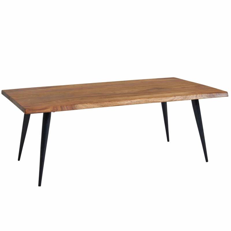 Couchtisch 110x60x40 cm Sheesham Massivholz Sofatisch mit Baumkante von Wohnling