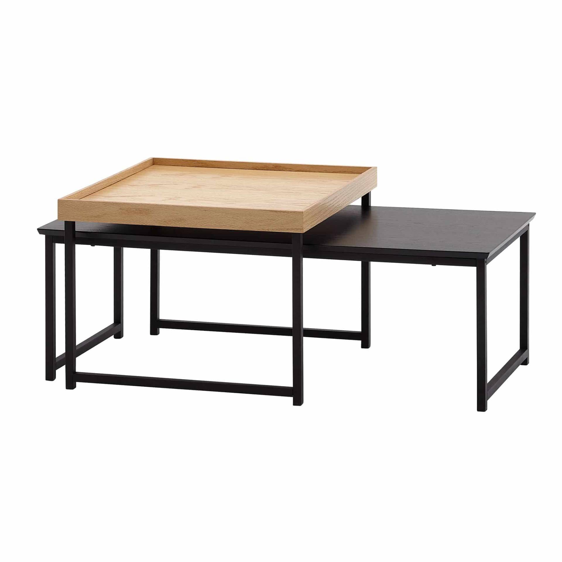 Couchtisch 2er Set Holz / Metall Sofatisch Eckig Eiche Schwarz Modern Couchtisch 2er Set Holz / Metall Sofatisch Eckig Eiche Schwarz Modern von Wohnling