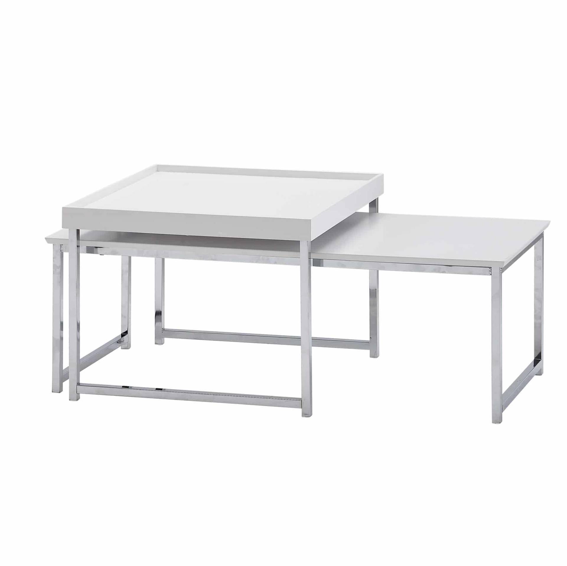 Couchtisch 2er Set Holz / Metall Sofatisch Eckig Weiß Modern Couchtisch 2er Set Holz / Metall Sofatisch Eckig Weiß Modern von Wohnling