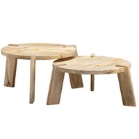 Couchtisch 2er Set Mango Massivholz Hell von Wohnling