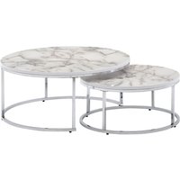 Couchtisch 2er Set Weiß Silber Marmor Optik von Wohnling