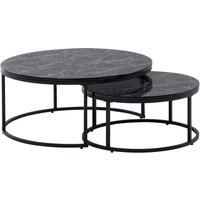 Couchtisch 2er-Set schwarz Marmor Optik schwarz lackiert Couchtisch 2er-Set schwarz Marmor Optik schwarz lackiert von Wohnling