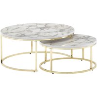 Couchtisch 2er-Set weiß Marmor Optik gold lackiert Couchtisch 2er-Set weiß Marmor Optik gold lackiert von Wohnling