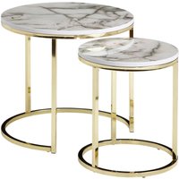 Couchtisch 2er-Set. weiß Marmor Optik gold lackiert Couchtisch 2er-Set. weiß Marmor Optik gold lackiert von Wohnling