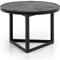 Couchtisch 58x58x40cm Massivholz Schwarz Sofatisch Wohnzimmertisch Rund von Wohnling