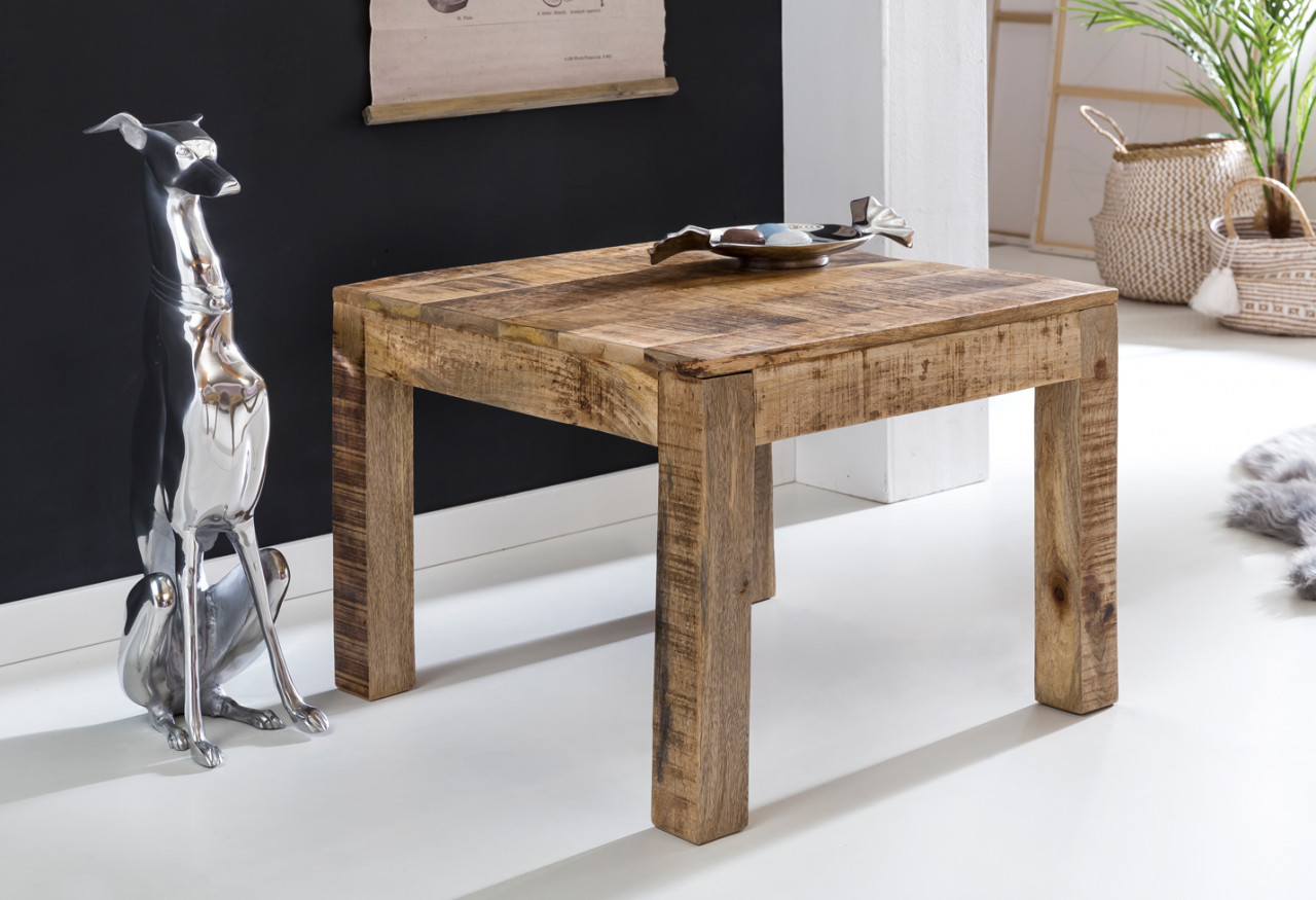 Couchtisch 60 x 60 x 47 cm Massiv-Holz Mango Natur von Wohnling