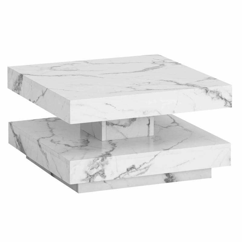 Couchtisch 60x60x34 cm Weiß Sofatisch in Marmor-Optik Modern von Wohnling