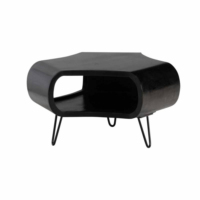 Couchtisch 60x60x35 cm Mango Massivholz Metall Schwarz Sofatisch von Wohnling