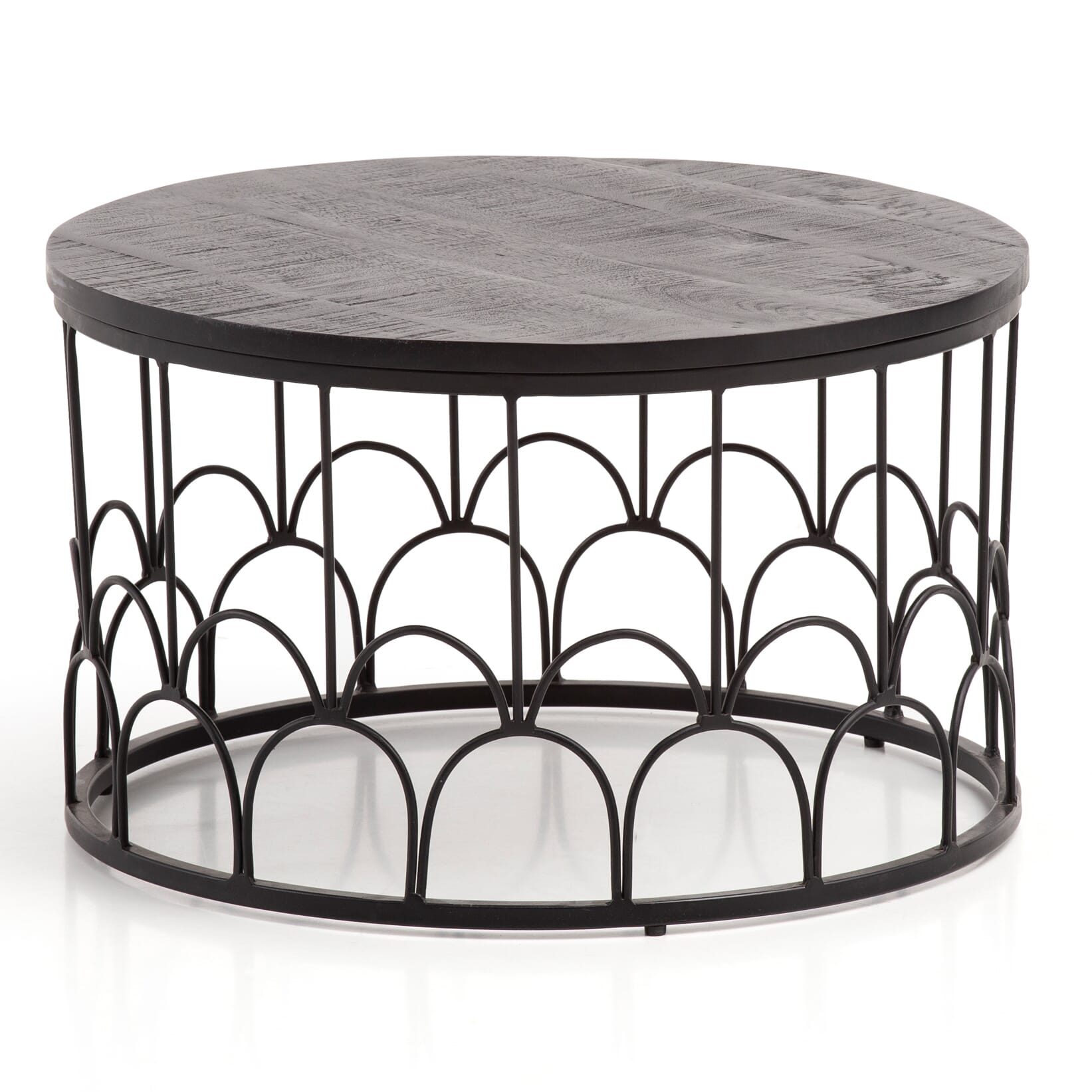 Couchtisch 60x60x36cm Mango Massivholz Metall Schwarz Rund Industrial Design Couchtisch 60x60x36cm Mango Massivholz Metall Schwarz Rund Industrial Design von Wohnling