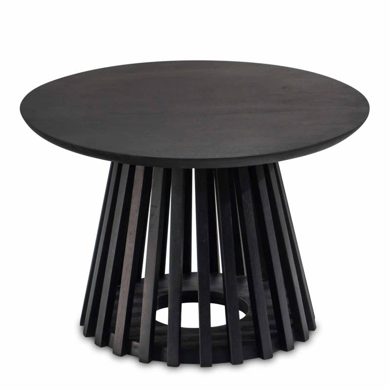 Couchtisch 60x60x41 cm Mango Massivholz Schwarz Sofatisch Rund von Wohnling