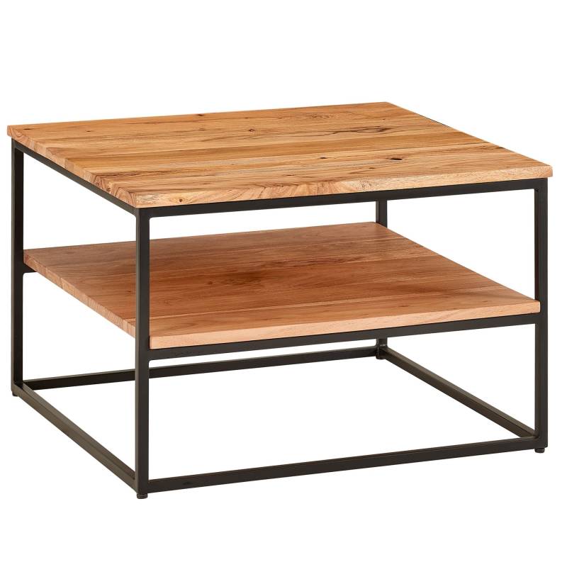 Couchtisch 60x60x41cm Akazie Massivholz Metall Industrial mit Stauraum von Wohnling