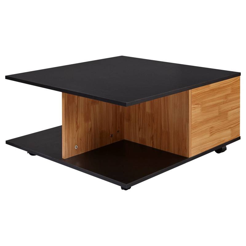 Couchtisch 70x70cm Anthrazit Sandeiche mit Schubladen & Rollen von Wohnling