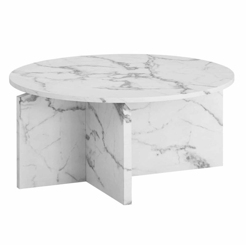 Couchtisch 70x70x33 cm Weiß Sofatisch in Marmor-Optik Modern von Wohnling