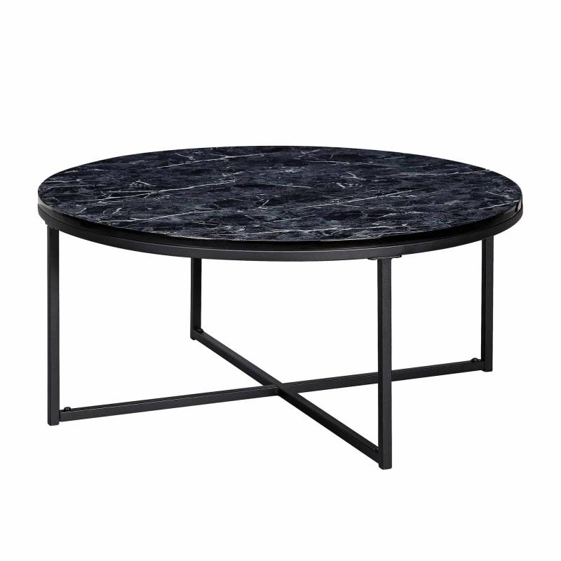 Couchtisch 80x36x80 cm mit Marmor Optik Schwarz von Wohnling