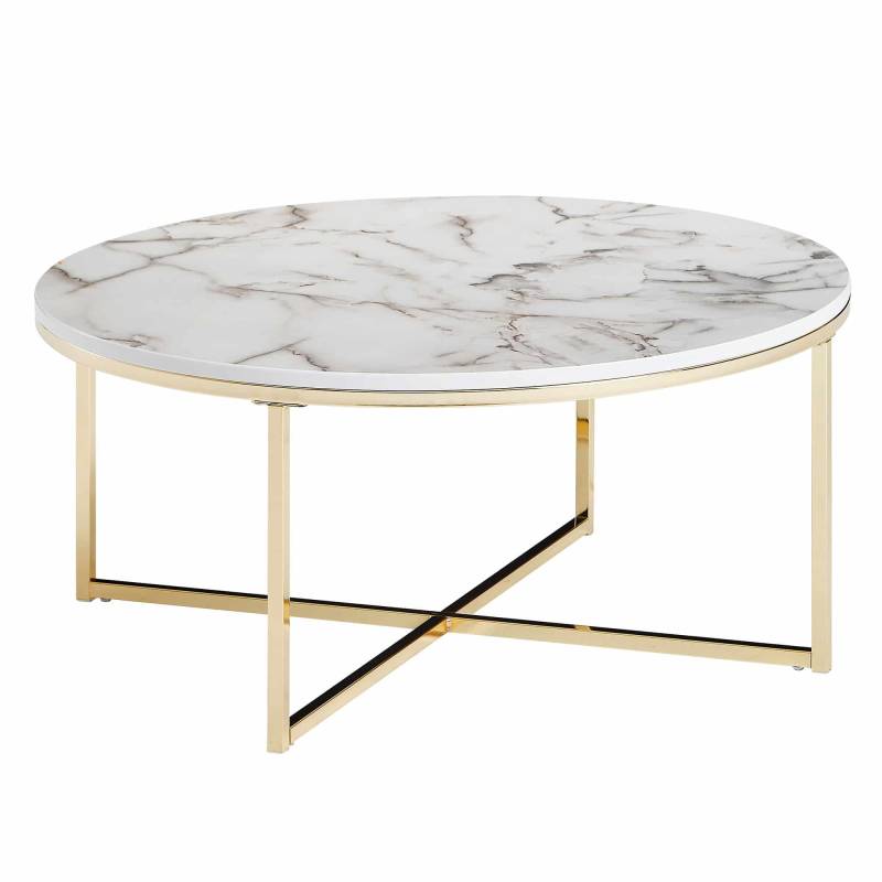 Couchtisch 80x36x80 cm mit Marmor Optik Weiß von Wohnling