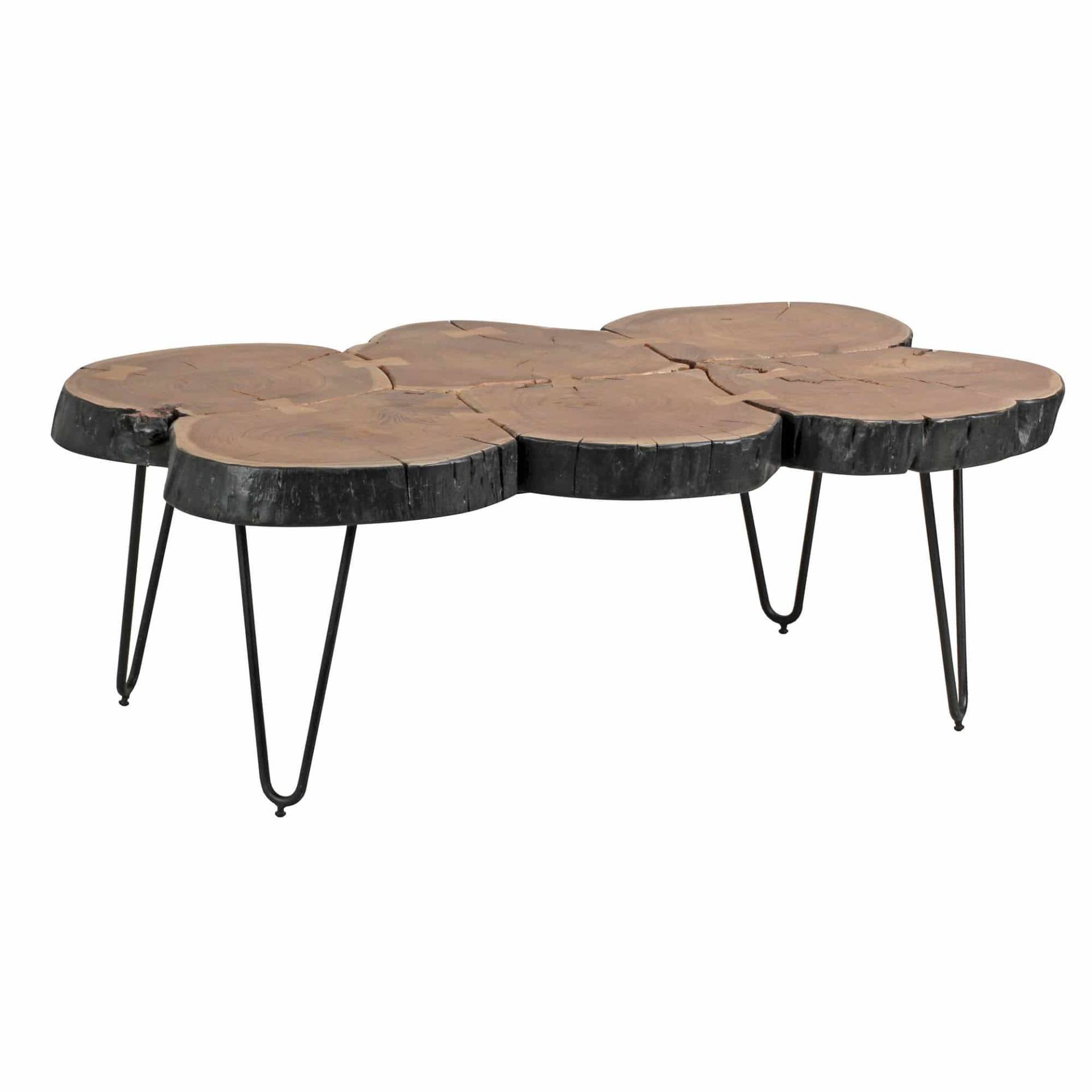 Couchtisch BAGLI Massiv-Holz Akazie 115 cm breit Wohnzimmer-Tisch Design Metallbeine Landhaus-Stil Beistelltisch von Wohnling