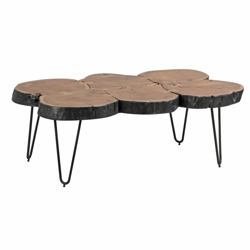 Couchtisch BAGLI Massiv-Holz Akazie 115 cm breit Wohnzimmer-Tisch Design Metallbeine Landhaus-Stil Beistelltisch von Wohnling