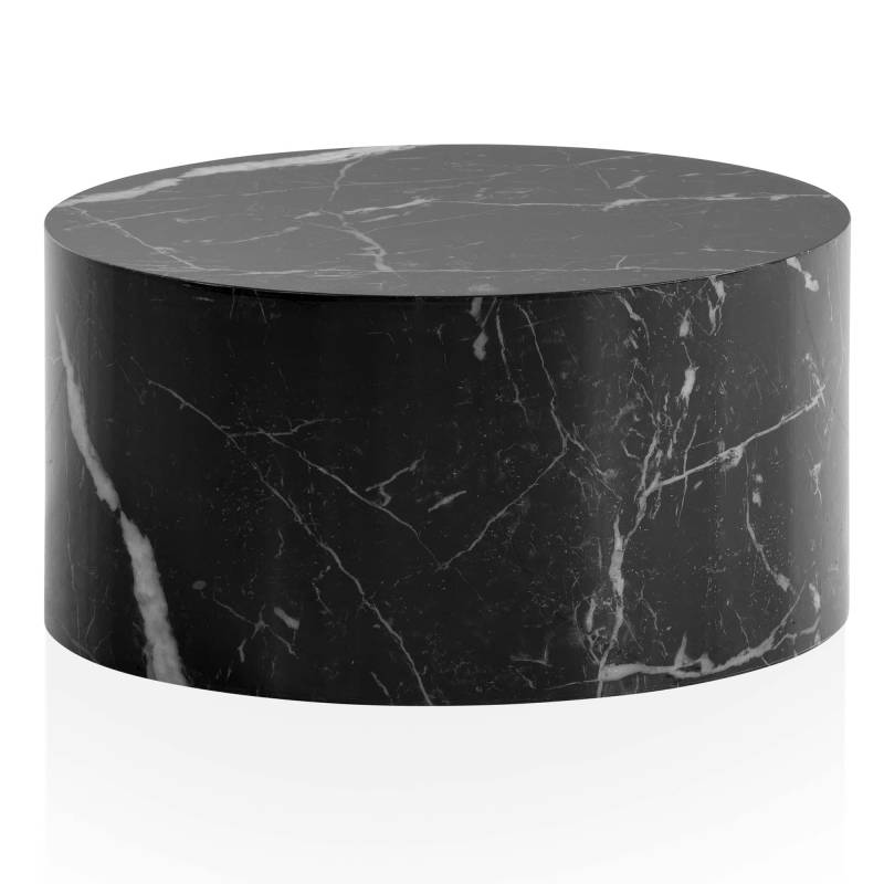 Couchtisch MONOBLOC 60x60x30 cm Schwarz Hochglanz mit Marmor Optik von Wohnling