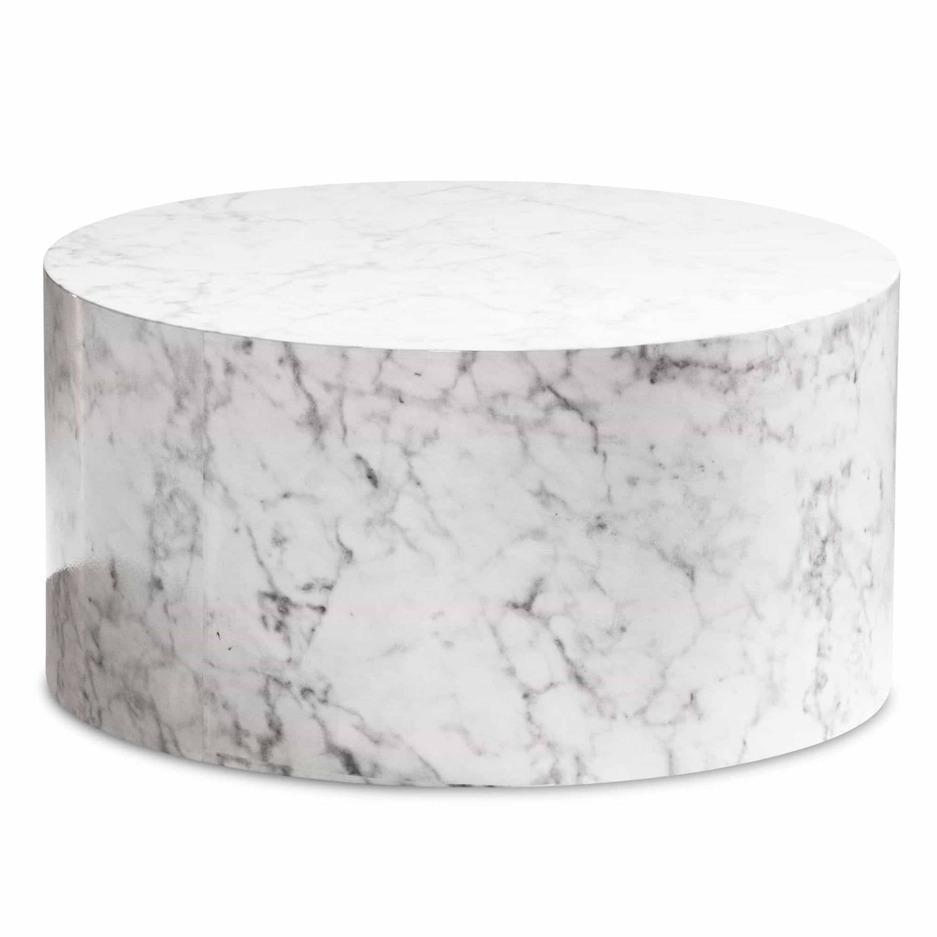 Couchtisch MONOBLOC 60x60x30 cm Weiß Hochglanz mit Marmor Optik von Wohnling