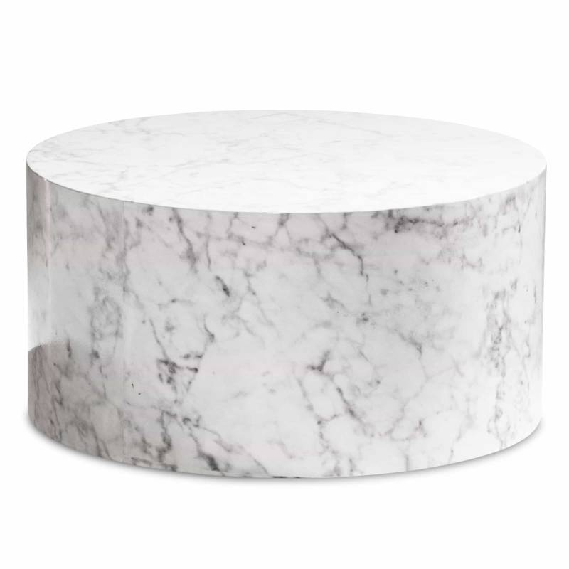 Couchtisch MONOBLOC 60x60x30 cm Weiß Hochglanz mit Marmor Optik von Wohnling