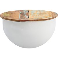 Couchtisch Mango 60x34x60 cm Weiß Massivholz Metall von Wohnling