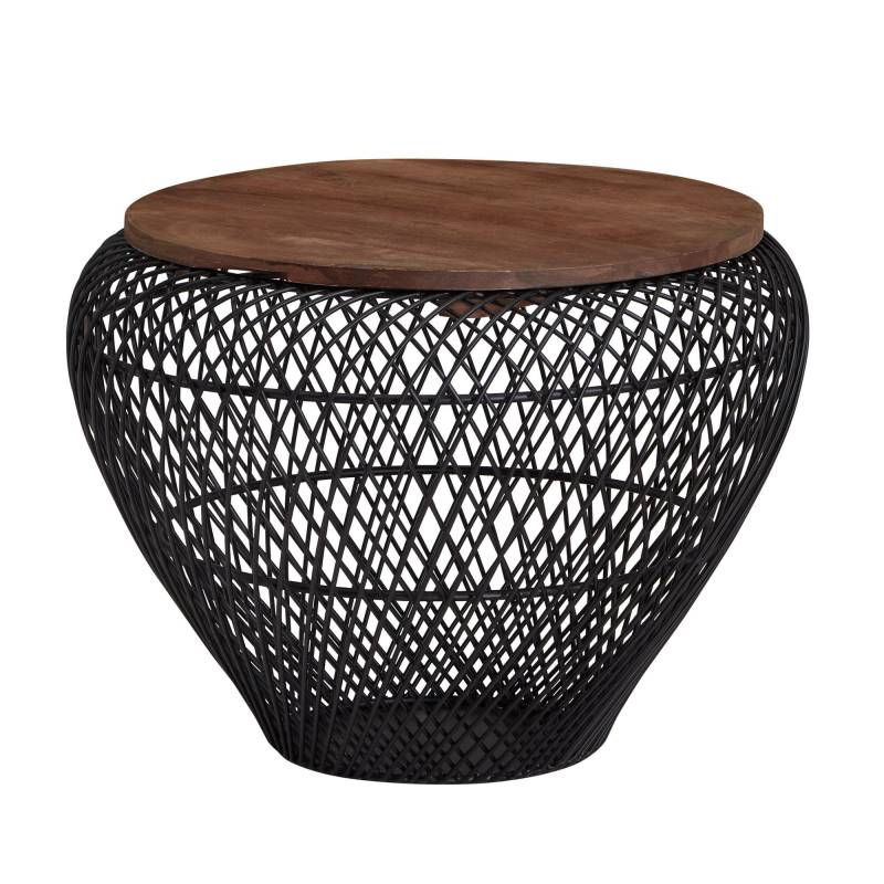 Couchtisch Mango Massivholz Metall Rund 60x60x45cm Schwarz mit Stauraum Modern Couchtisch Mango Massivholz Metall Rund 60x60x45cm Schwarz mit Stauraum Modern von Wohnling