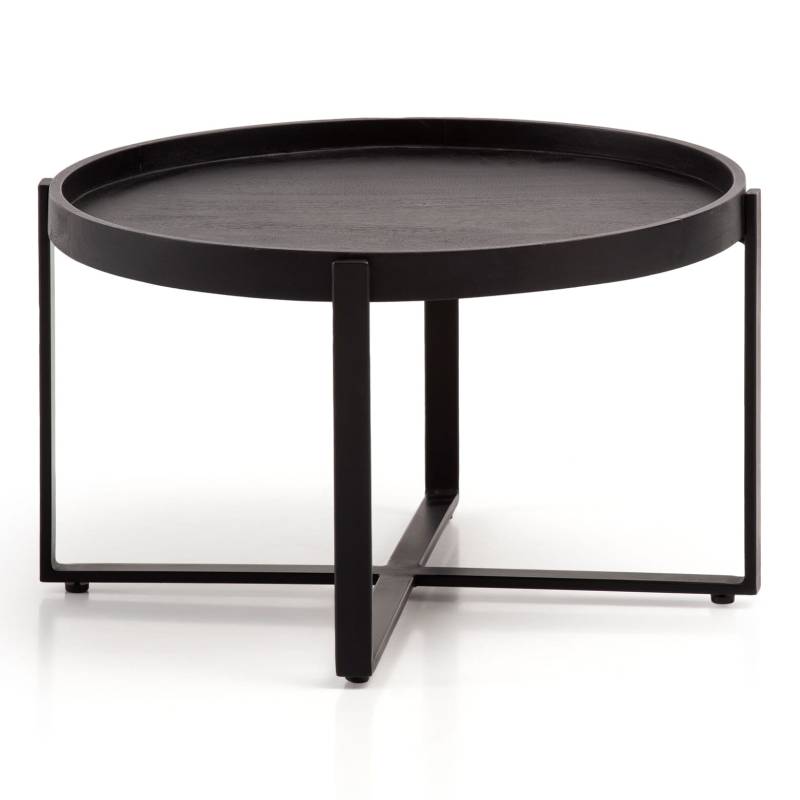 Couchtisch Mango Massivholz Metall Schwarz Rund 60x60x35cm Industrial Design Couchtisch Mango Massivholz Metall Schwarz Rund 60x60x35cm Industrial Design von Wohnling