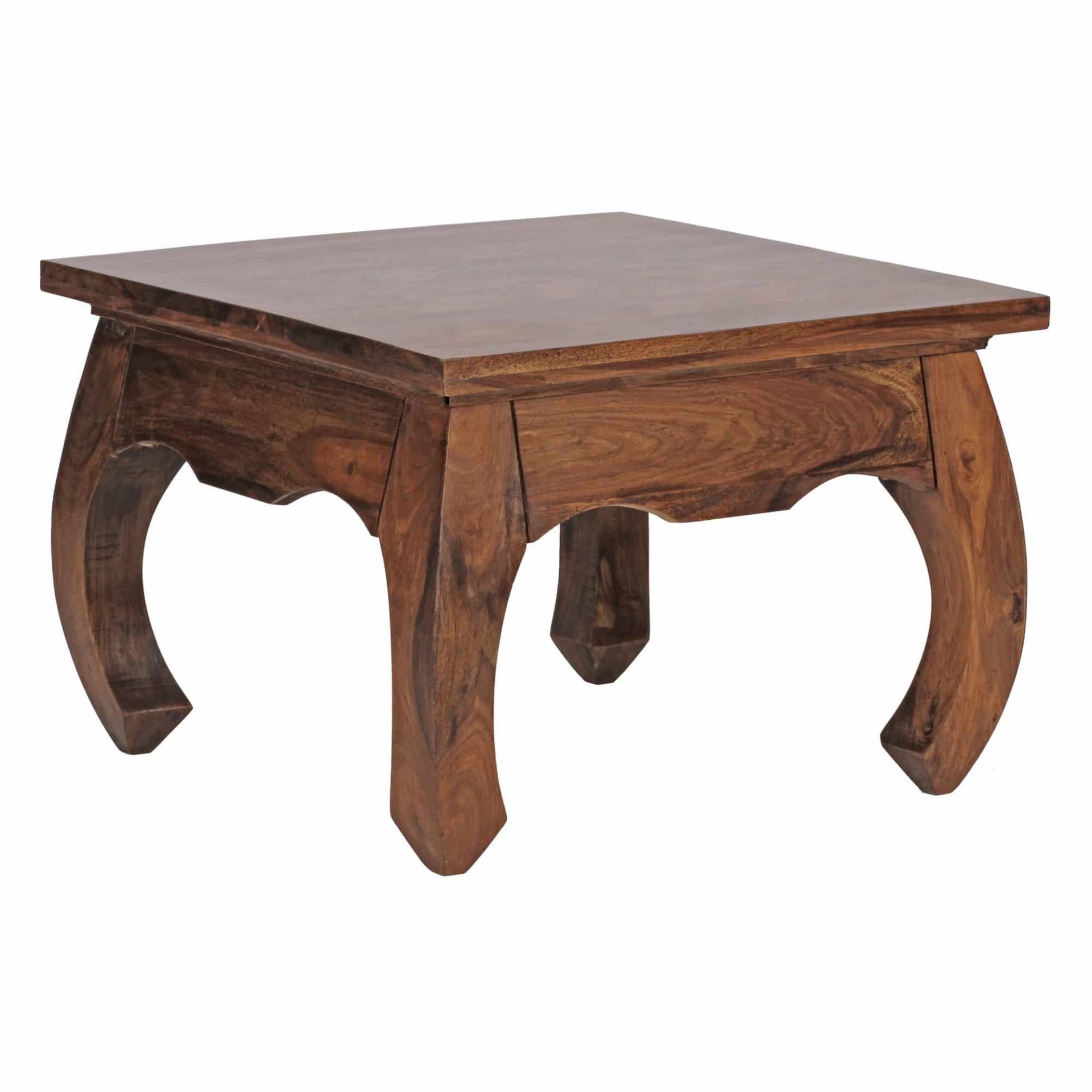 Couchtisch Massiv-Holz Sheesham 60 cm breit Wohnzimmer-Tisch Design dunkel-braun Landhaus-Stil Beistelltisch von Wohnling