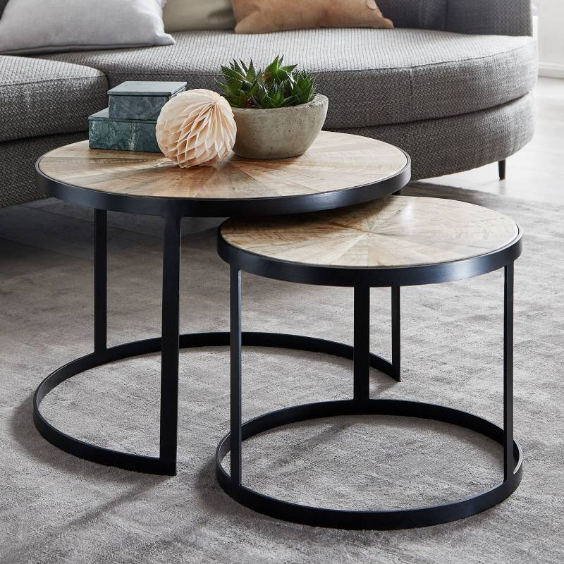 home24 Couchtisch Penkow 2er-Set Ø 60cm Braun von home24