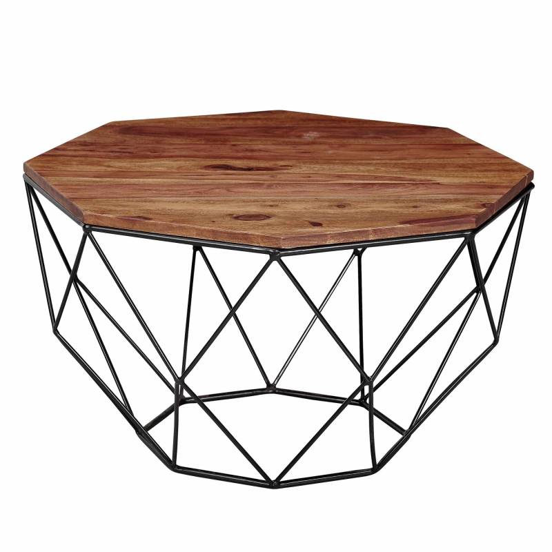 Couchtisch Sheesham Massivholz / Metall 66 x 40 x 66 cm von Wohnling