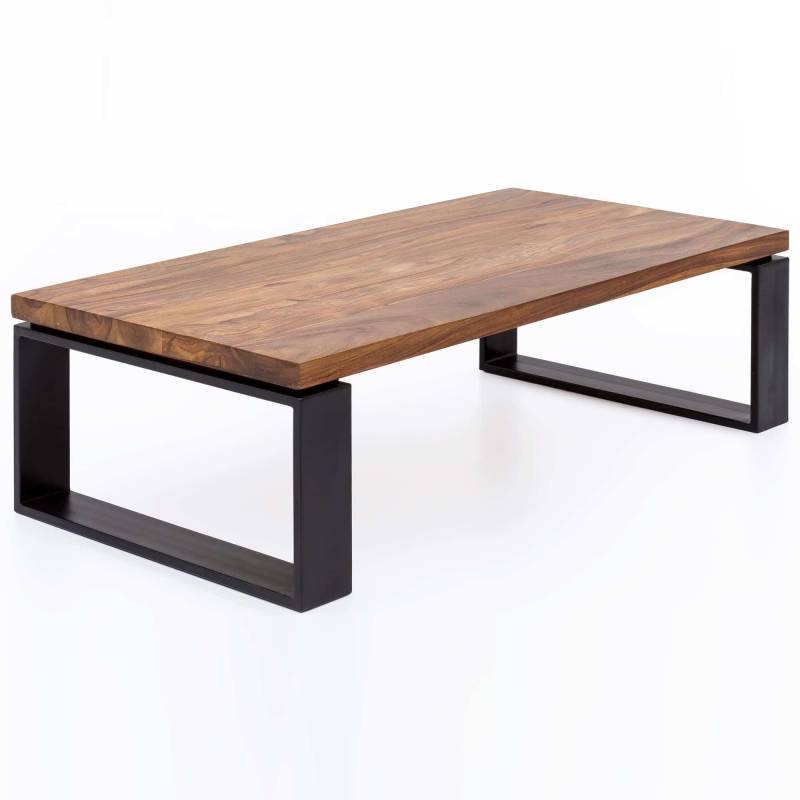 Couchtisch WL5.650 Sheesham 115x35x60 cm Massiv Holz Sofatisch mit Metallgestell von Wohnling