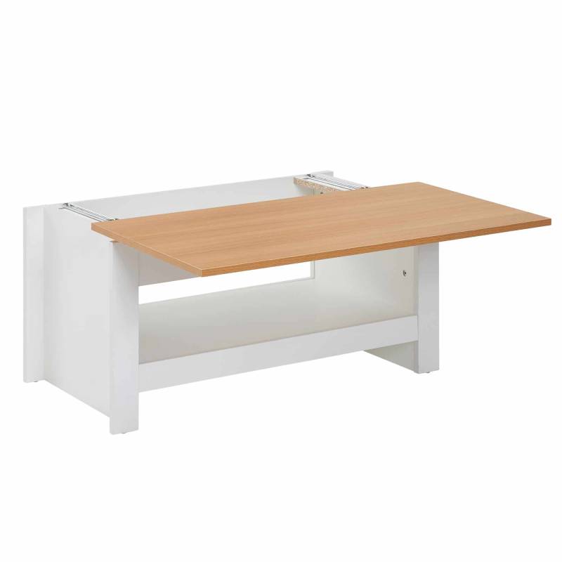 Couchtisch Weiß / Eiche 85x47x45 cm Wohnzimmertisch mit Stauraum von Wohnling