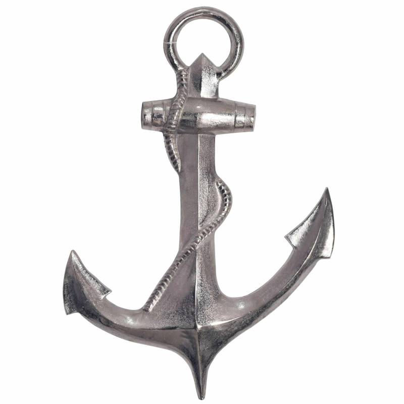 Deko Anker 70 cm Silber Große Aluminium-Figur Wohndeko Maritim von Wohnling
