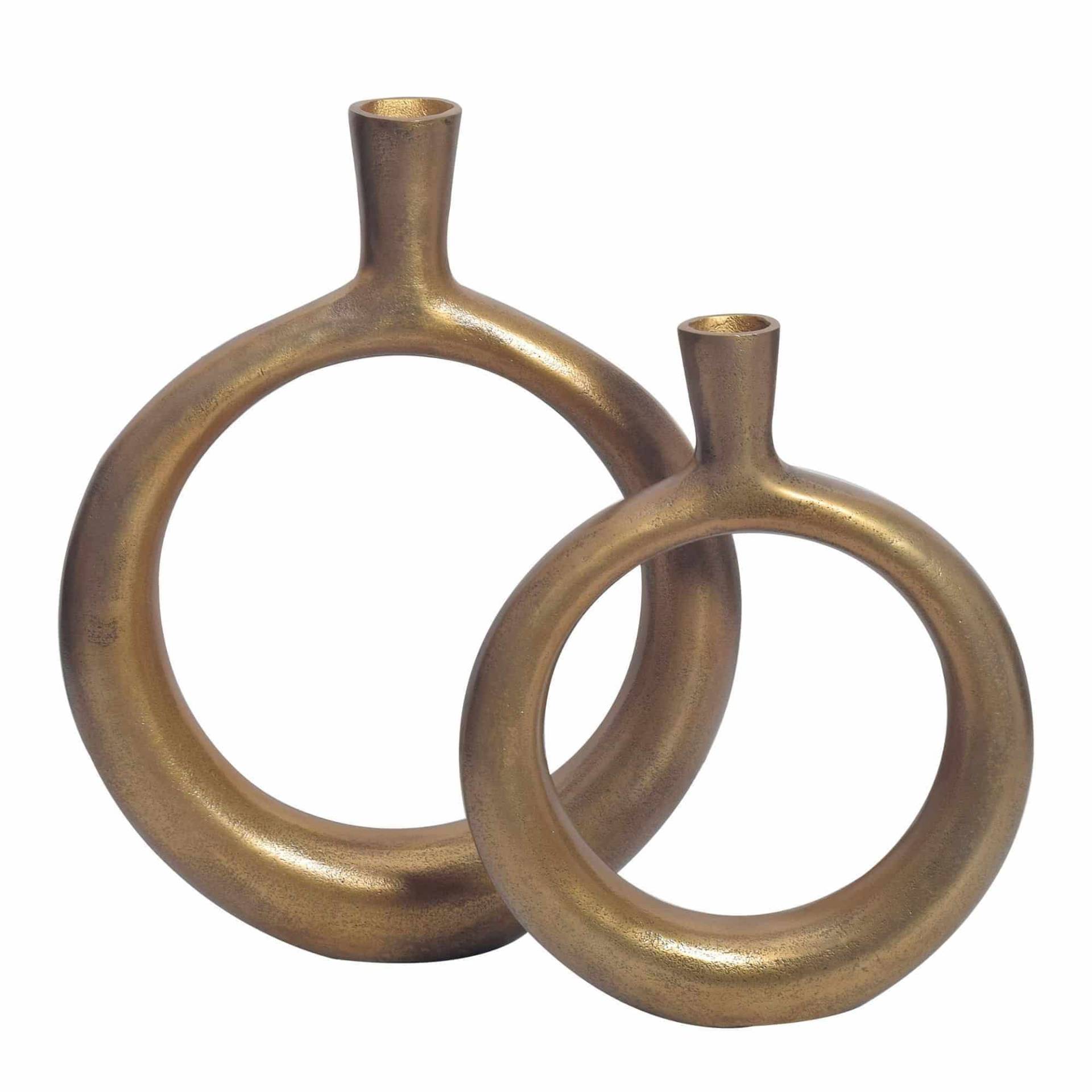 Deko Vase 2er Set Aluminium Gold Donut Blumenvase Modern von Wohnling