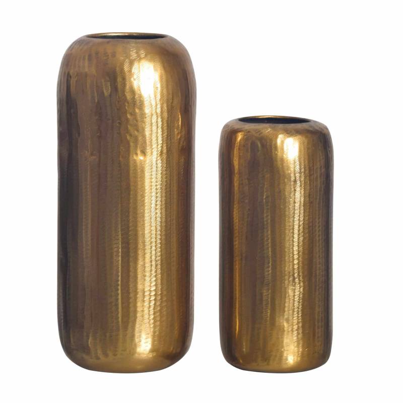 Deko Vase 2er Set Aluminium Gold Zylinder Blumenvase Modern von Wohnling