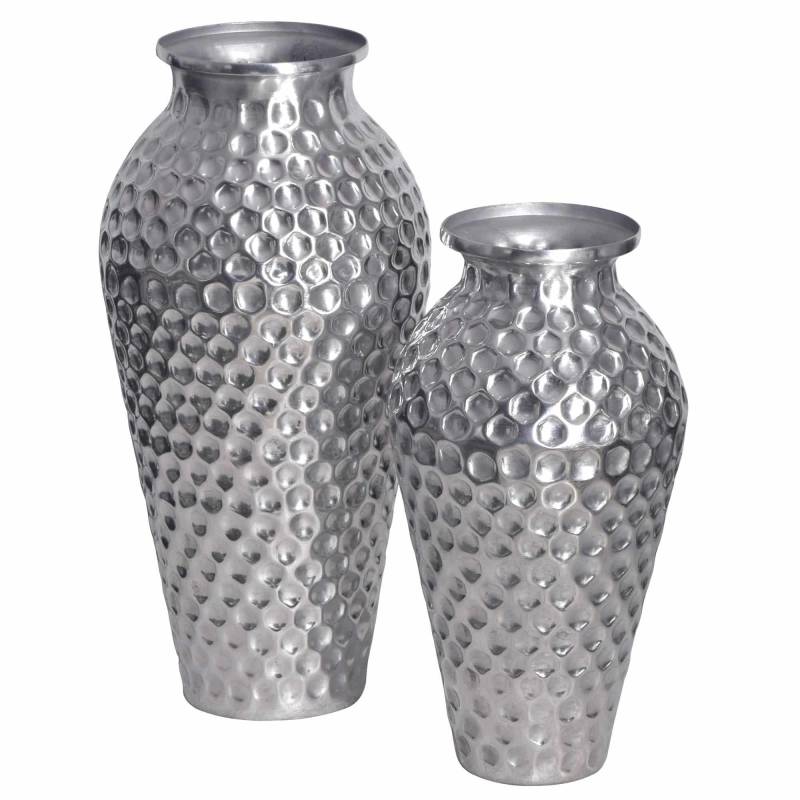 Deko Vase 2er Set Aluminium Silber Amphore Blumenvase Modern von Wohnling
