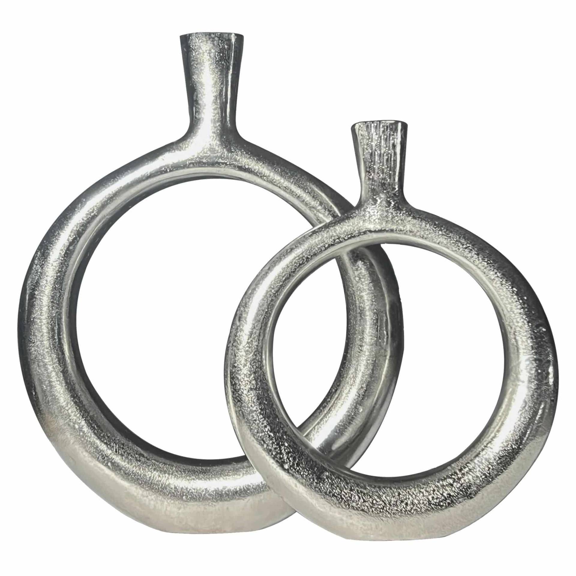 Deko Vase 2er Set Aluminium Silber Donut Blumenvase Modern von Wohnling