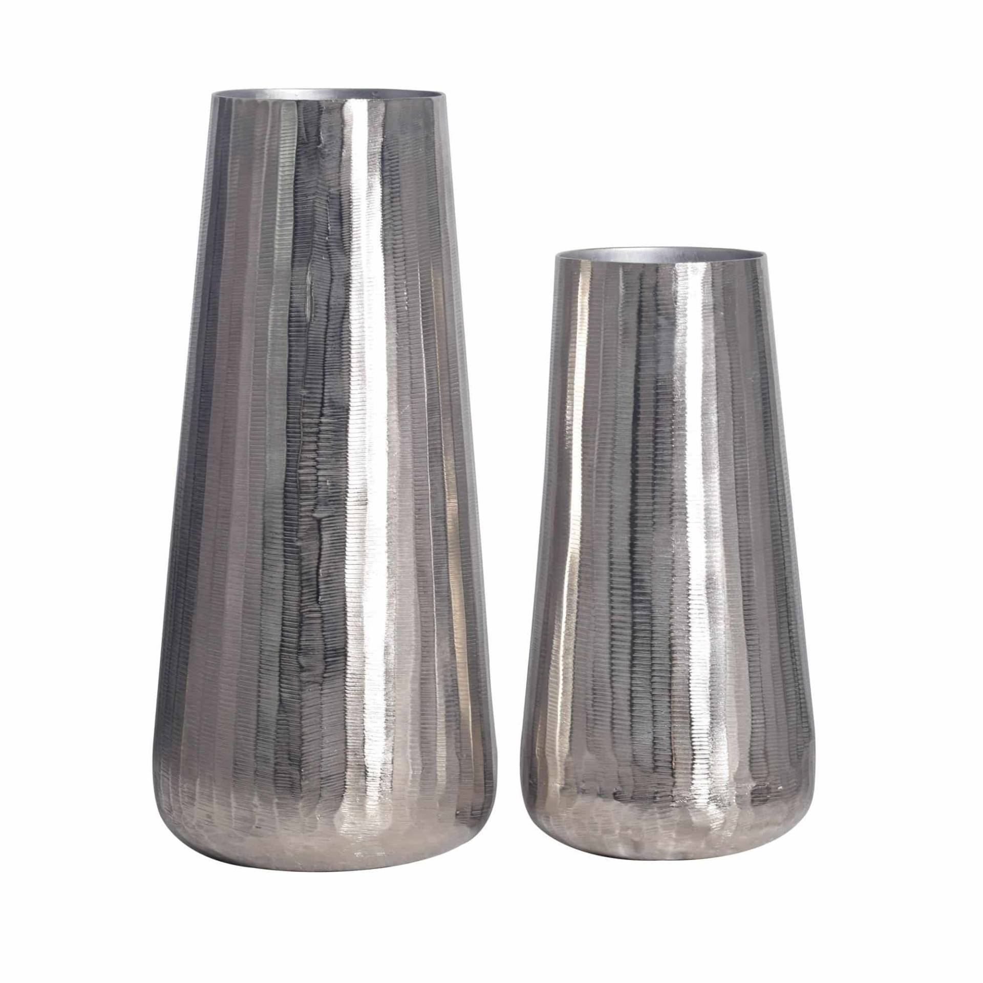Deko Vase 2er Set Aluminium Silber Rund Blumenvase Modern von Wohnling