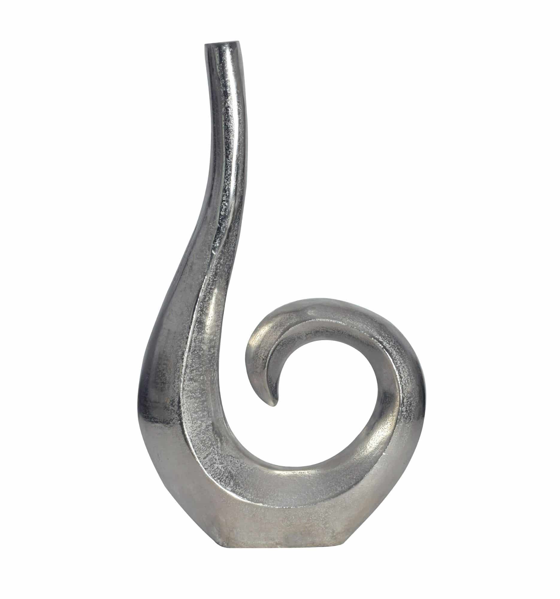 Deko Vase 47 cm Aluminium Silber Spirale Blumenvase Modern Klein von Wohnling