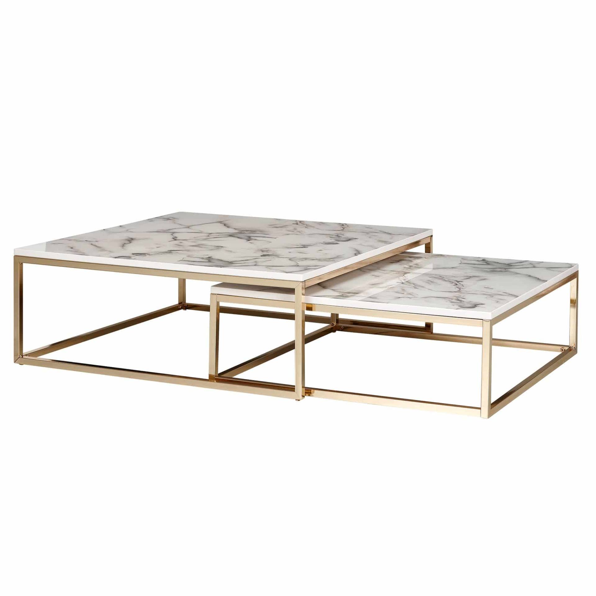 Design Couchtisch 2er Set Weiß Marmor Optik Eckig Design Couchtisch 2er Set Weiß Marmor Optik Eckig von Wohnling