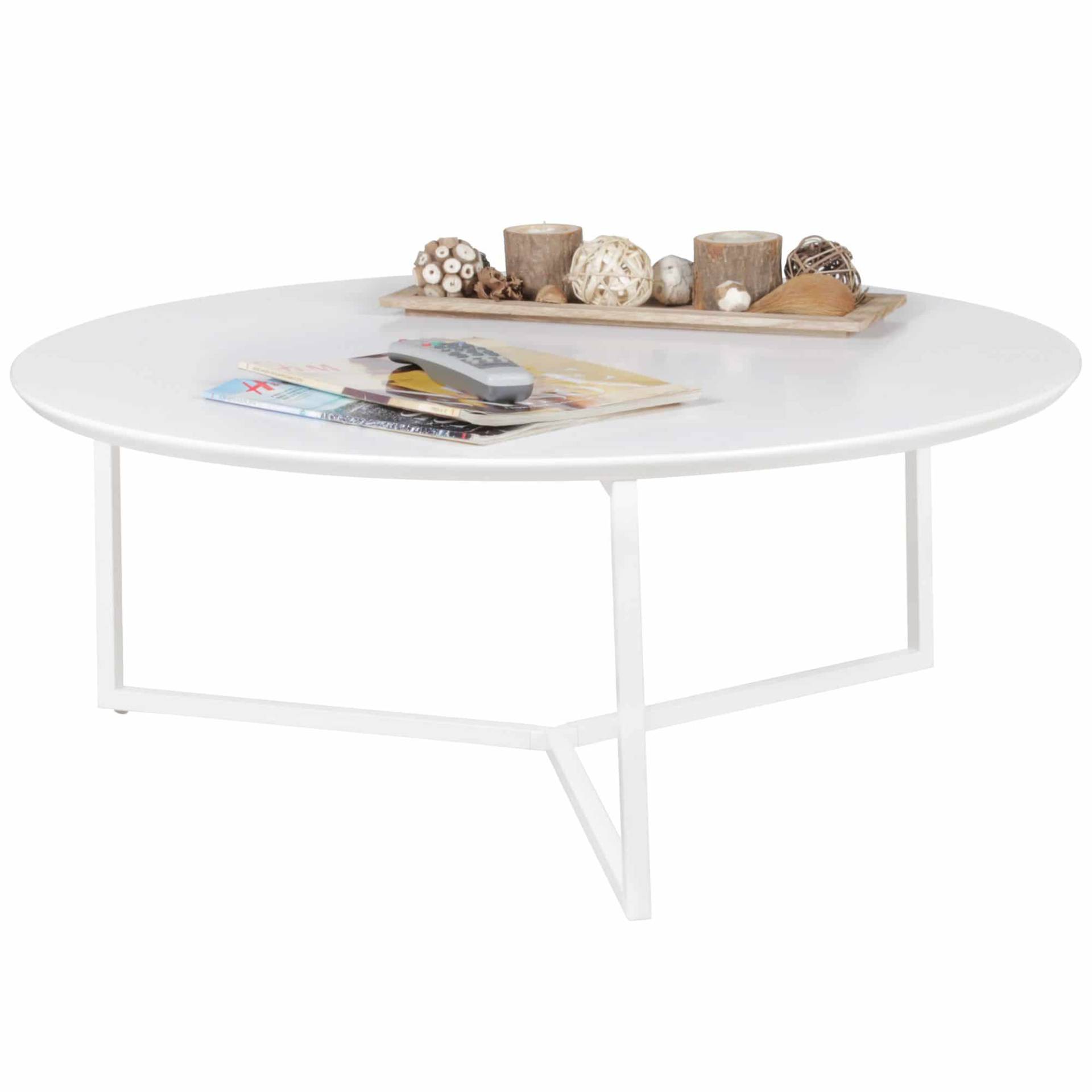 Design Couchtisch MDF Holz weiß matt Gestell Metall ø 80 cm Design Couchtisch MDF Holz weiß matt Gestell Metall ø 80 cm von Wohnling