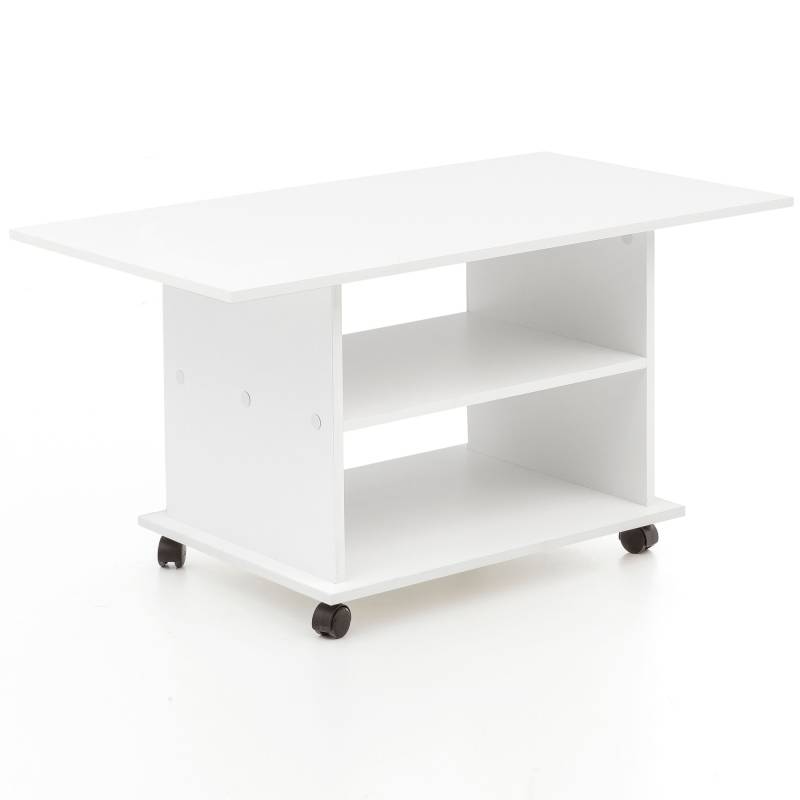 Design Couchtisch WL5.738 95 x 51 x 54,5 cm Weiß Drehbar mit Rollen von Wohnling