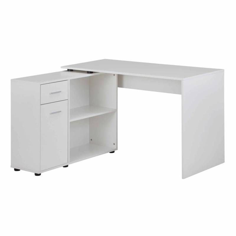 Design Eckschreibtisch mit Regal Weiß 120 x 75,5 x 106,5 cm von Wohnling