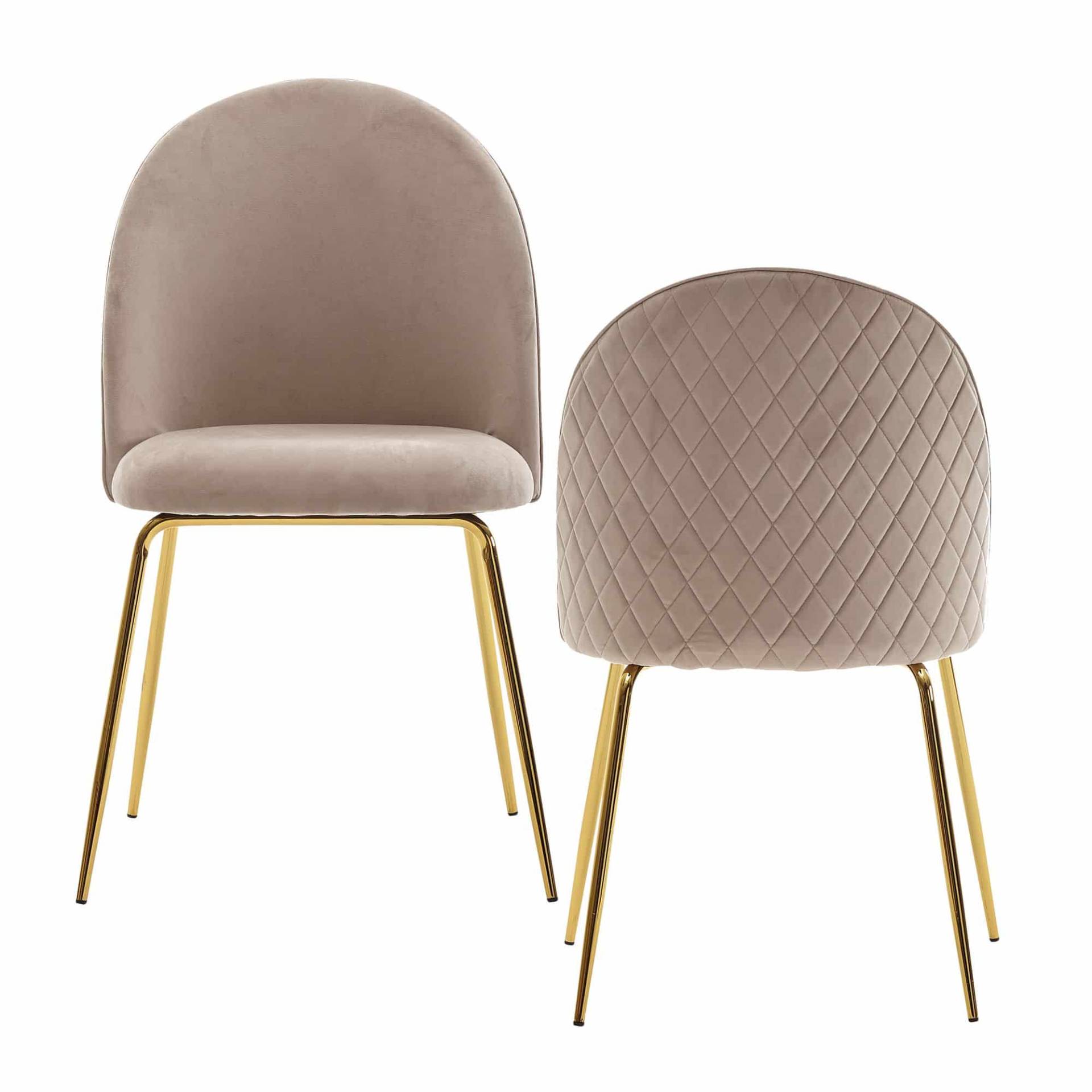 Design Esszimmerstuhl 2er Set Samt Beige Gepolstert Design Esszimmerstuhl 2er Set Samt Beige Gepolstert von Wohnling