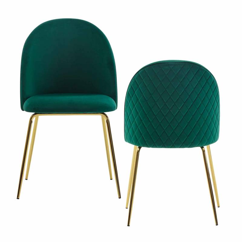 Design Esszimmerstuhl 2er Set Samt Grün Gepolstert von Wohnling