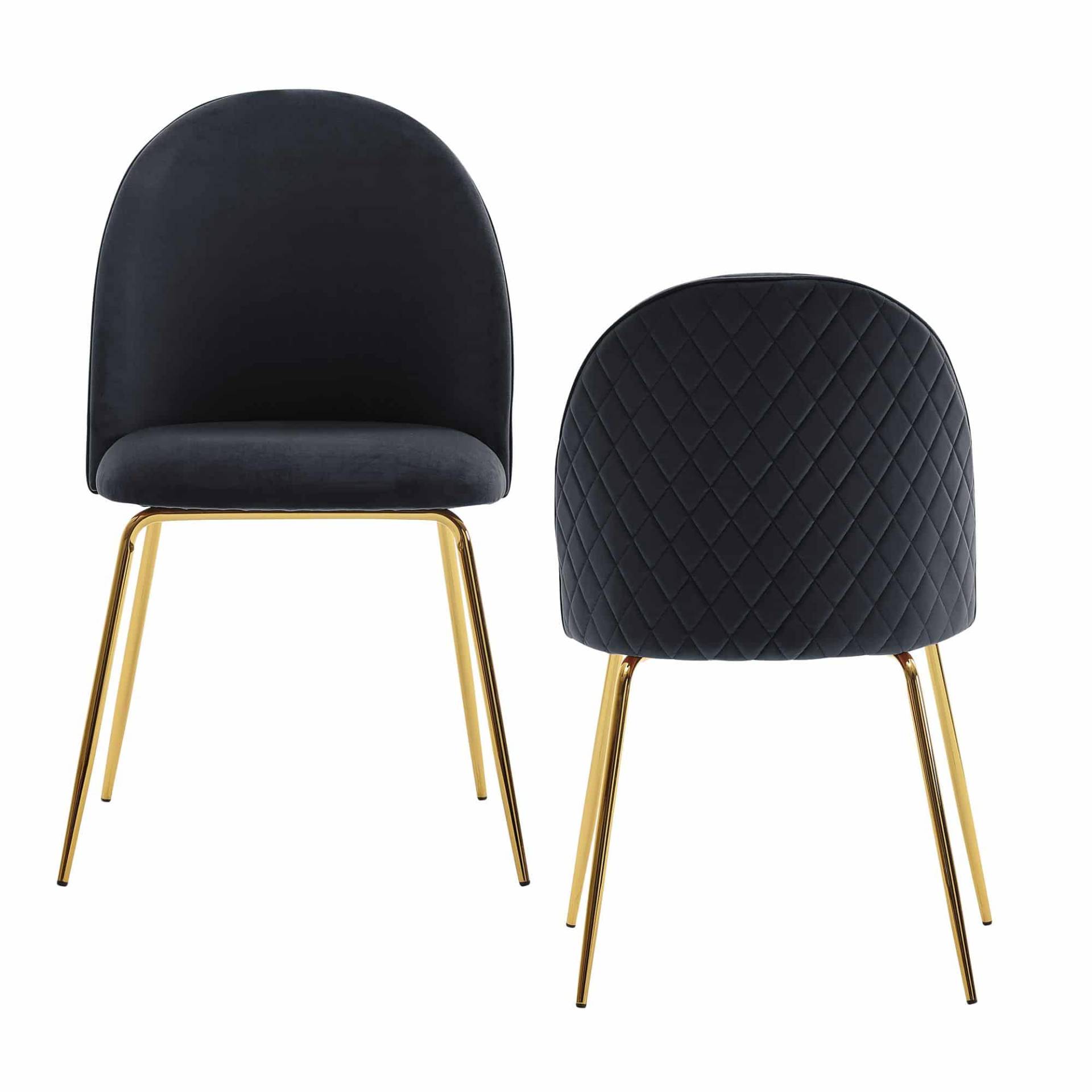 Design Esszimmerstuhl 2er Set Samt Schwarz Gepolstert Design Esszimmerstuhl 2er Set Samt Schwarz Gepolstert von Wohnling