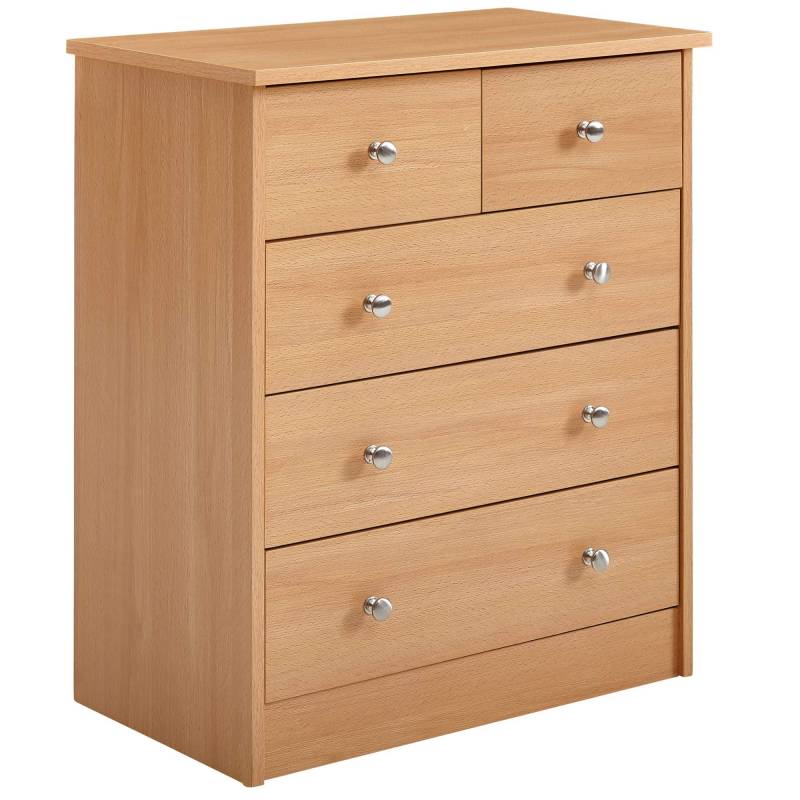 Design Holz-Kommode 60 x 70 x 35 cm buche mit 5 Schubladen von Wohnling